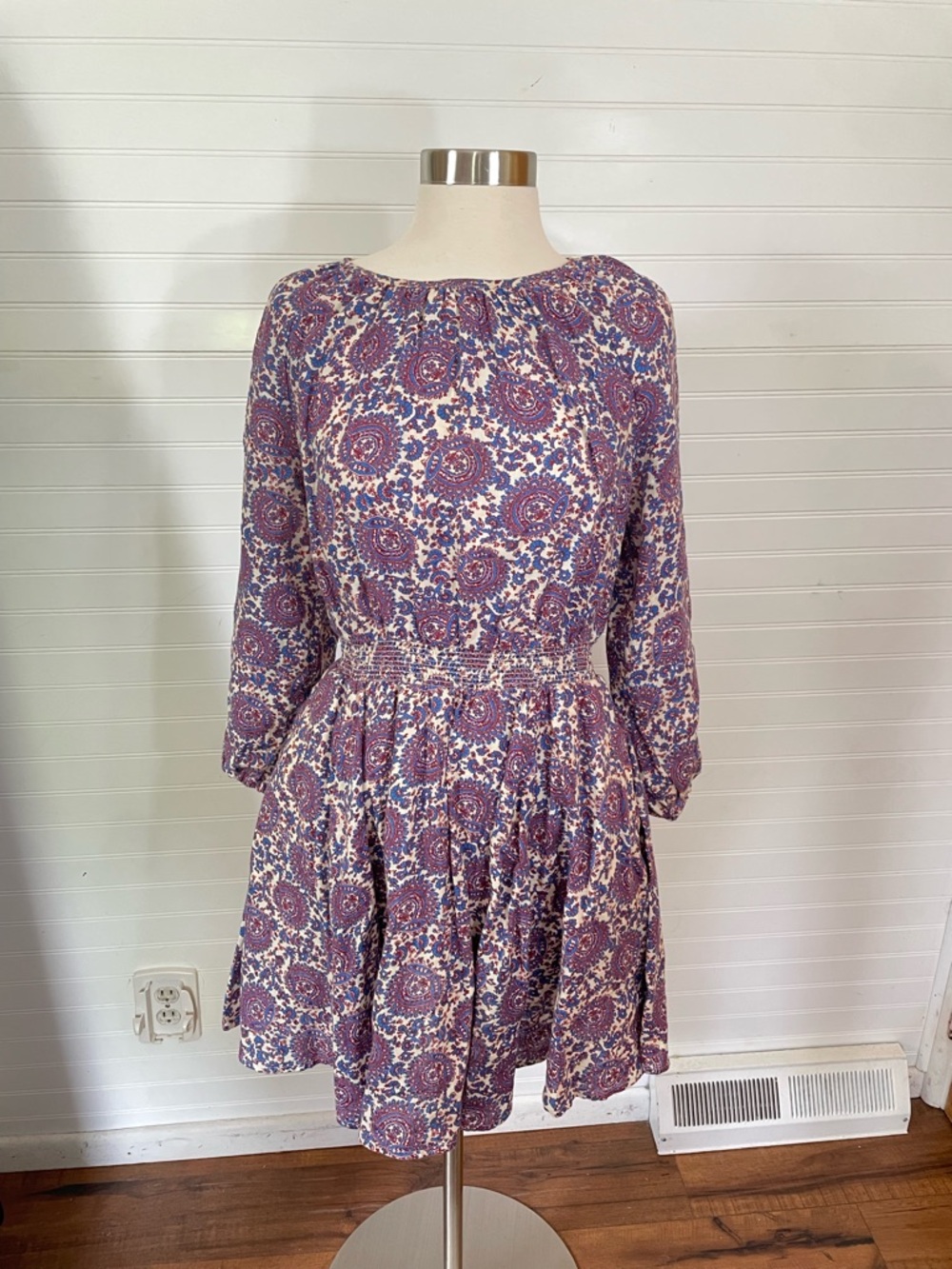 J.Crew Palermo Smocked Waist Mini Dress Floral Bouquet 100% Linen Size Small - Picture 2 of 7